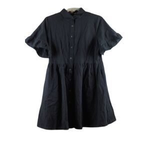 Roylamp Black Women's Summer Dress Front Button Closure Large BIN038